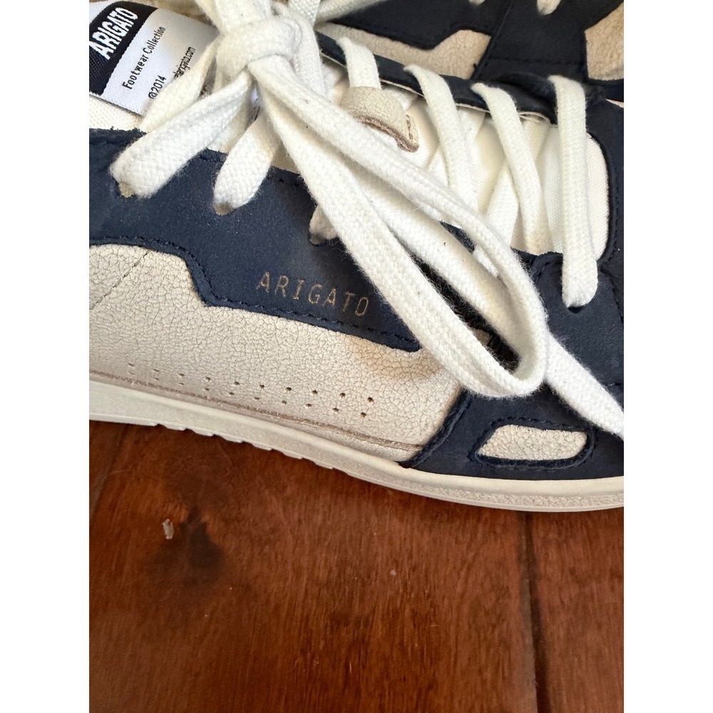 Axel Arigato Dice Lo Sneakers Mens 11 Cream Navy Blue Leather Low Top Trainers - Picture 10 of 14